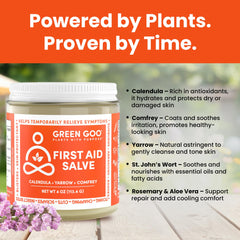 Green Goo with calendula supports moisture and protection of skin.