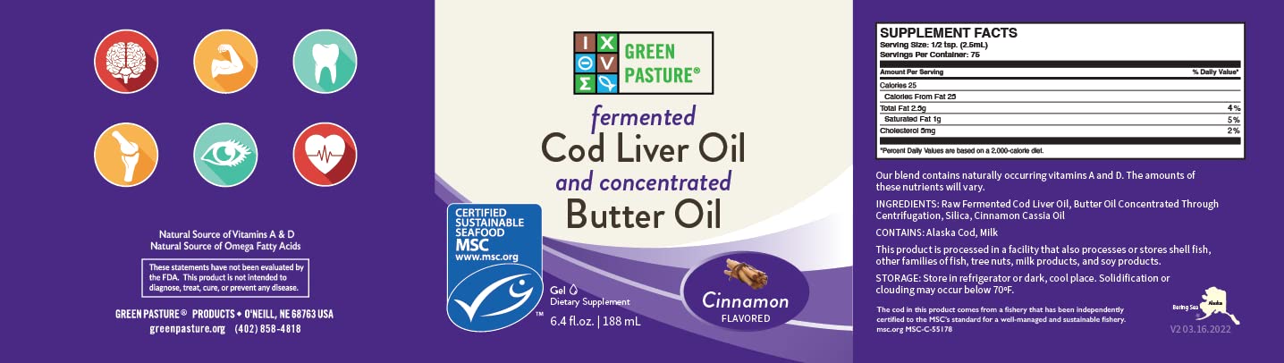 Green Pasture butter oil blend packaging front conveys trusted size