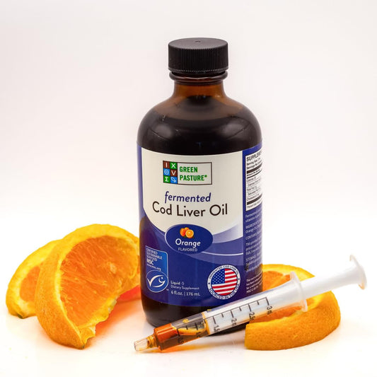 Green Pasture liquid cod liver oil dosing with a syringe
