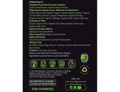 Scoop of Green Regimen Elite protein powder being dispensed