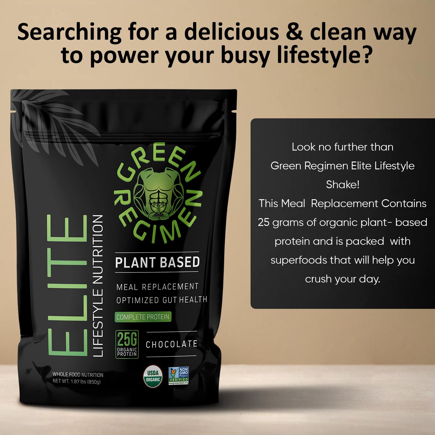 Green Regimen Elite spirulina maca superfood visual for energy support