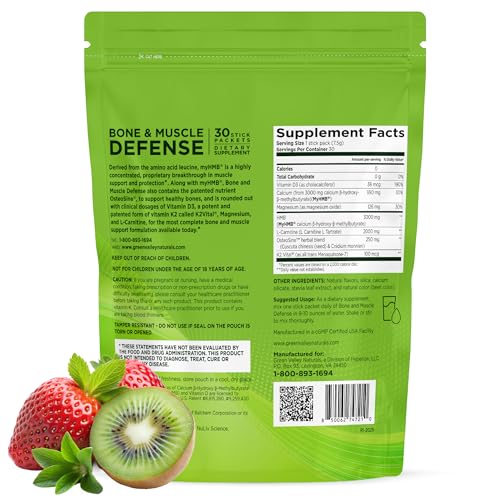 Green Valley Naturals Bone & Muscle Defense stick-pack side view showcasing portability.