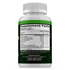 Open bottle with softgels beside a laptop for routine use