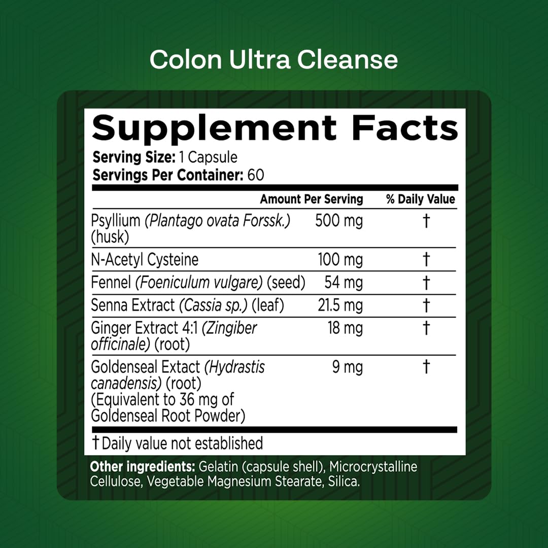 Green Valley Naturals Colon Ultra Cleanse packaging box with GMP badge.