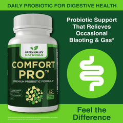Close-up of ComfortPro capsules showing gentle daily probiotic support.