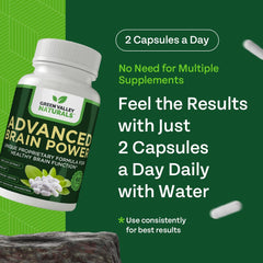 Green Valley Naturals bottle with water showing easy two-capsule routine