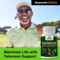 Green Valley Naturals Genesis grape seed extract highlighting 95% proanthocyanidins for plant-derived balance.