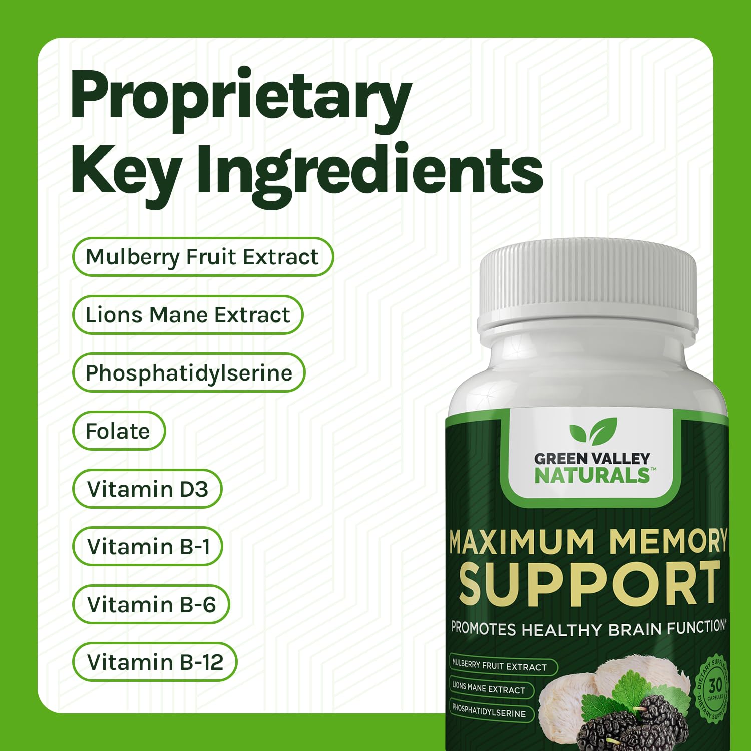 Green Valley Naturals Methylated B-Vitamins capsule for energy and clarity.