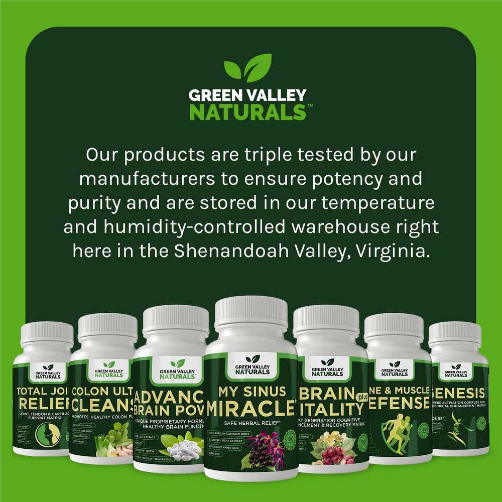 Green Valley Naturals My Sinus Miracle box on desk, indicating non-GMO and gluten-free formula.