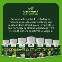 Green Valley Naturals My Sinus Miracle box on desk, indicating non-GMO and gluten-free formula.