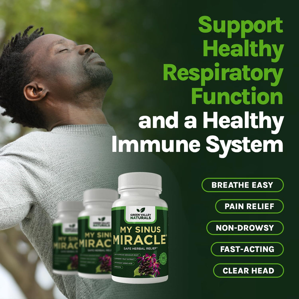 Green Valley Naturals My Sinus Miracle ingredients list on label, highlighting NAC and Vitamin D.