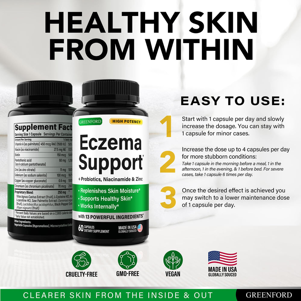 Greenford Probiotic capsules scene emphasizing gut skin balance.