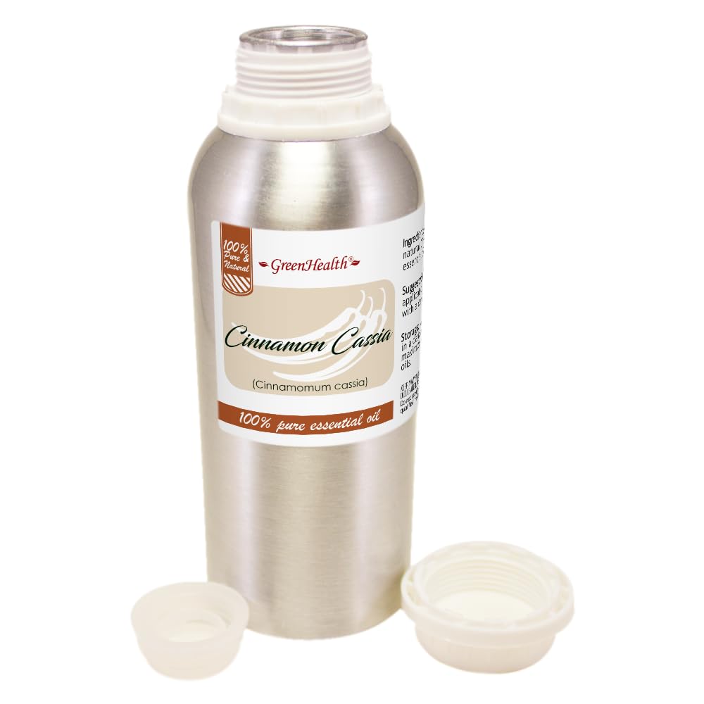 GreenHealth Cinnamon Cassia oil beside a diffuser for cozy fragrance