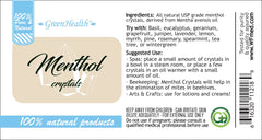 GreenHealth menthol crystals close-up for easy dispensing and aroma release.