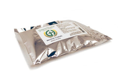 Close-up of GreenHealth menthol crystals showing protective metallized poly packaging.