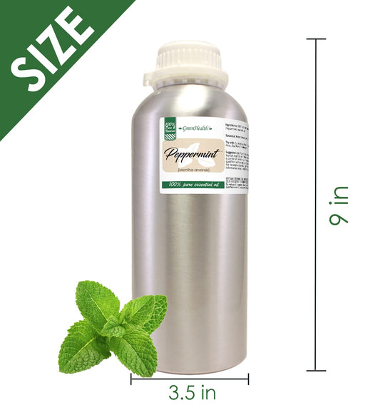 GreenHealth Peppermint Essential Oil bottle cap highlights secure storage for long-lasting potency.