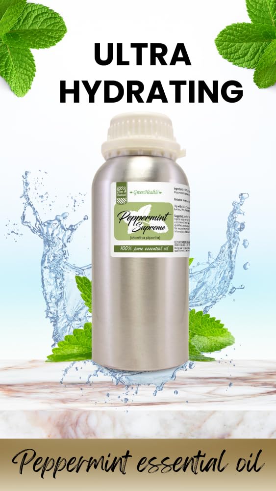 GreenHealth peppermint oil bottle in diffuser setup, highlighting versatility in home care.