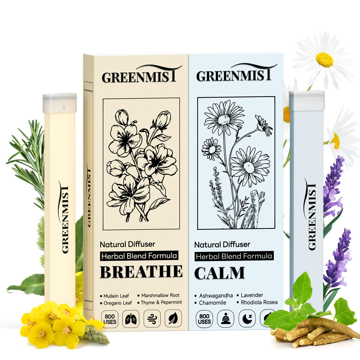 GreenMIST 2-pack diffuser pen bundle for versatile day and night use