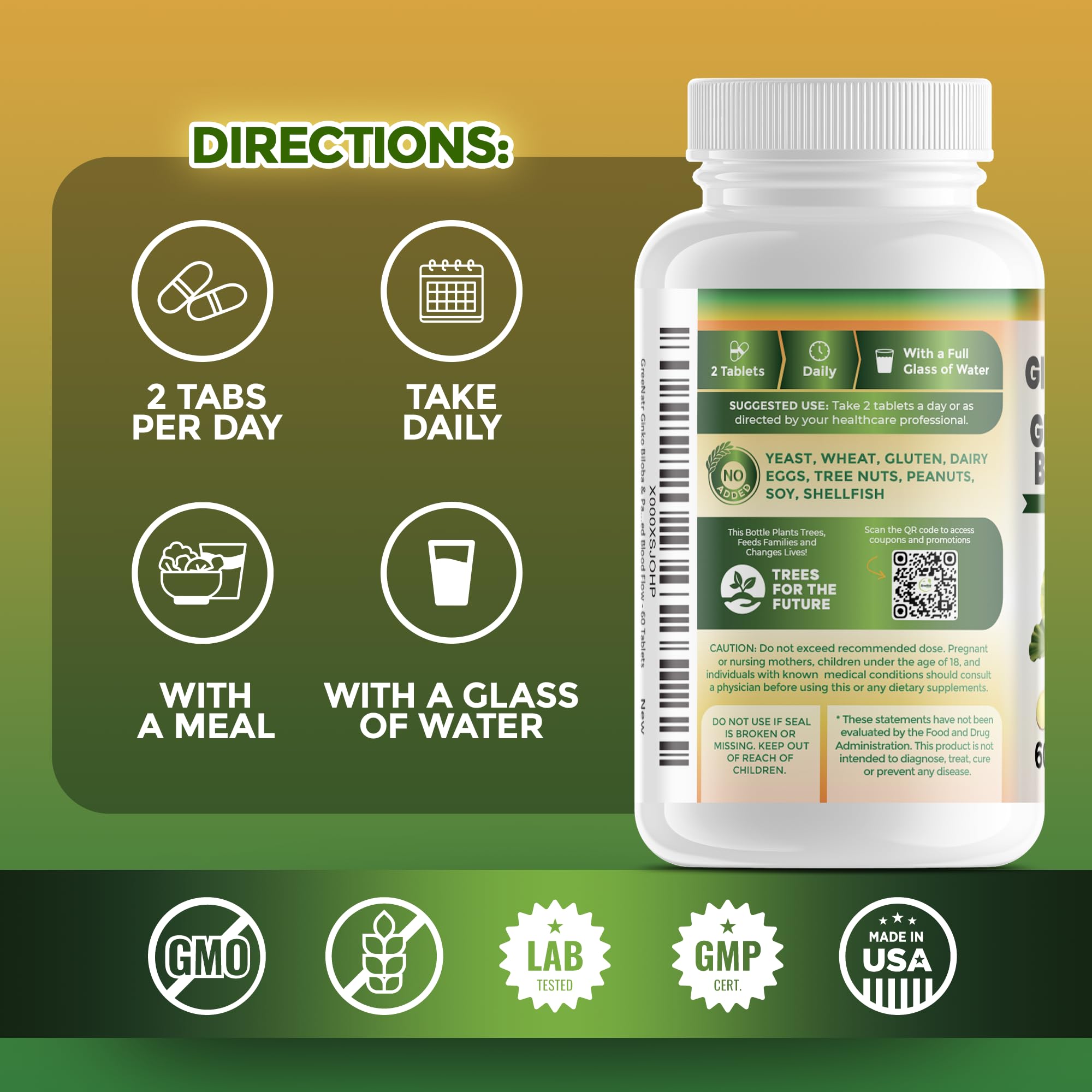 GreeNatr daily two-tablets image suggests convenient routine.