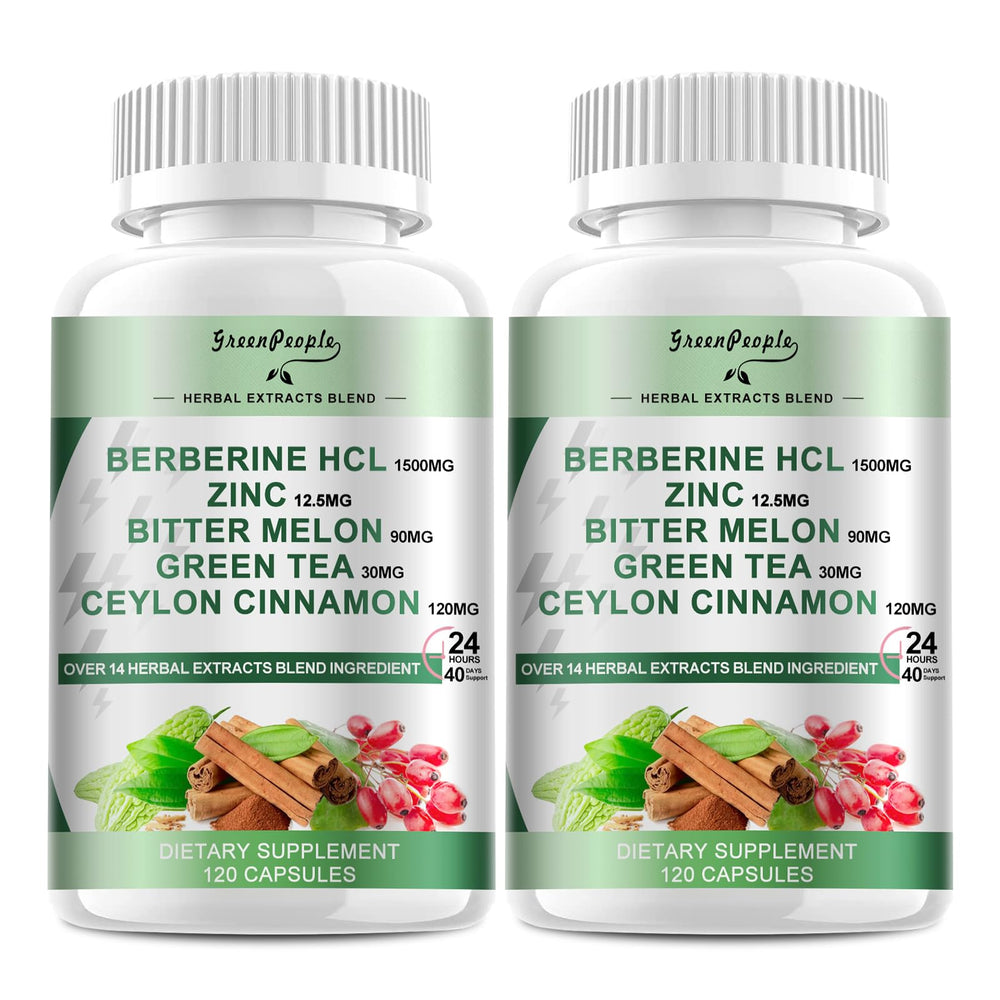 GREENPEOPLE berberine bottle with cinnamon capsules for daily support