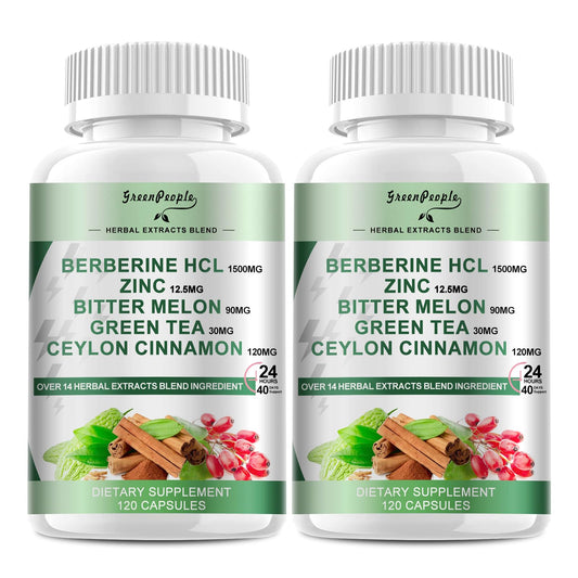 GREENPEOPLE berberine bottle with cinnamon capsules for daily support