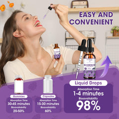 GREENPEOPLE Magnesium Glycinate Liquid Drops 2oz bottle close-up on grape flavor label.