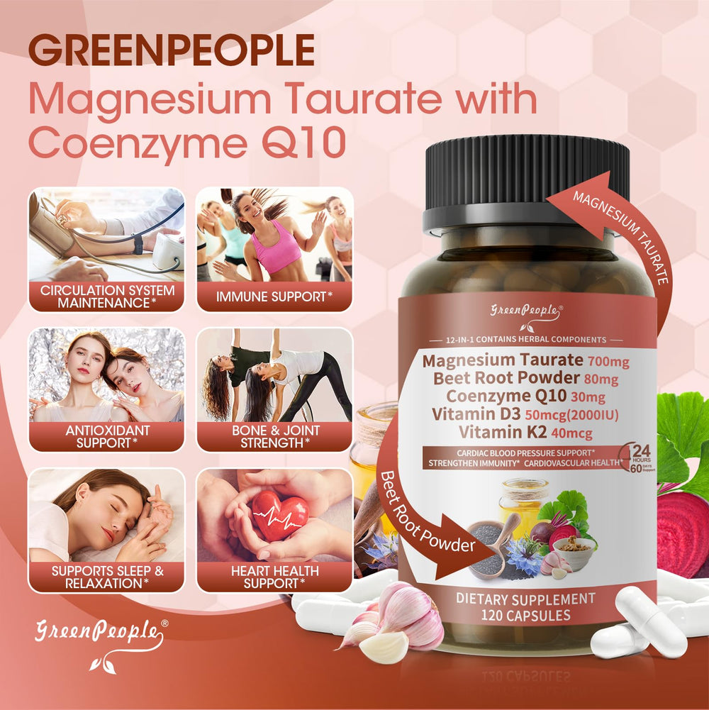 Closeup of GreenPeople Magnesium Taurate capsules for high absorption