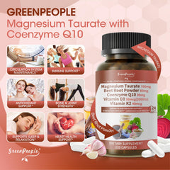 Closeup of GreenPeople Magnesium Taurate capsules for high absorption
