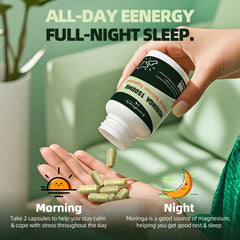 GreenPeople Moringa Pure ingredient panel shows vitamins and minerals.