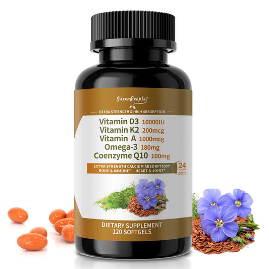 GREENPEOPLE Vitamin D3 K2 softgel packaging highlights purity and full-spectrum wellness support