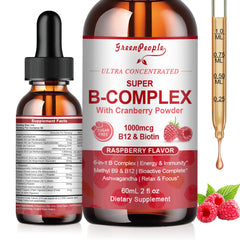 GreenPeople Vitamin Methylated B Complex bottle with dropper for easy dosing.