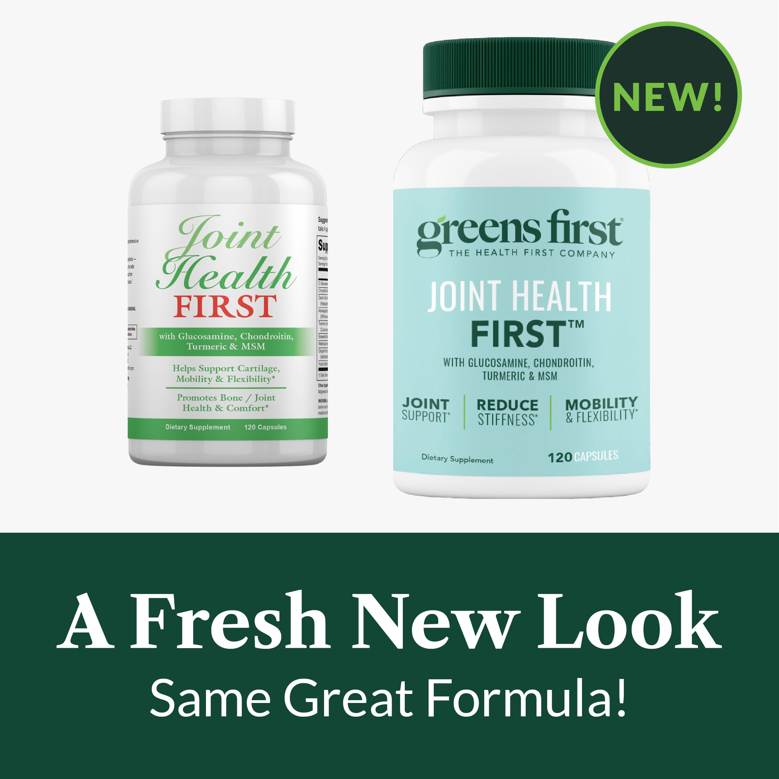 Greens First antioxidant-rich plant-based formula image for nutrient-dense joint care.