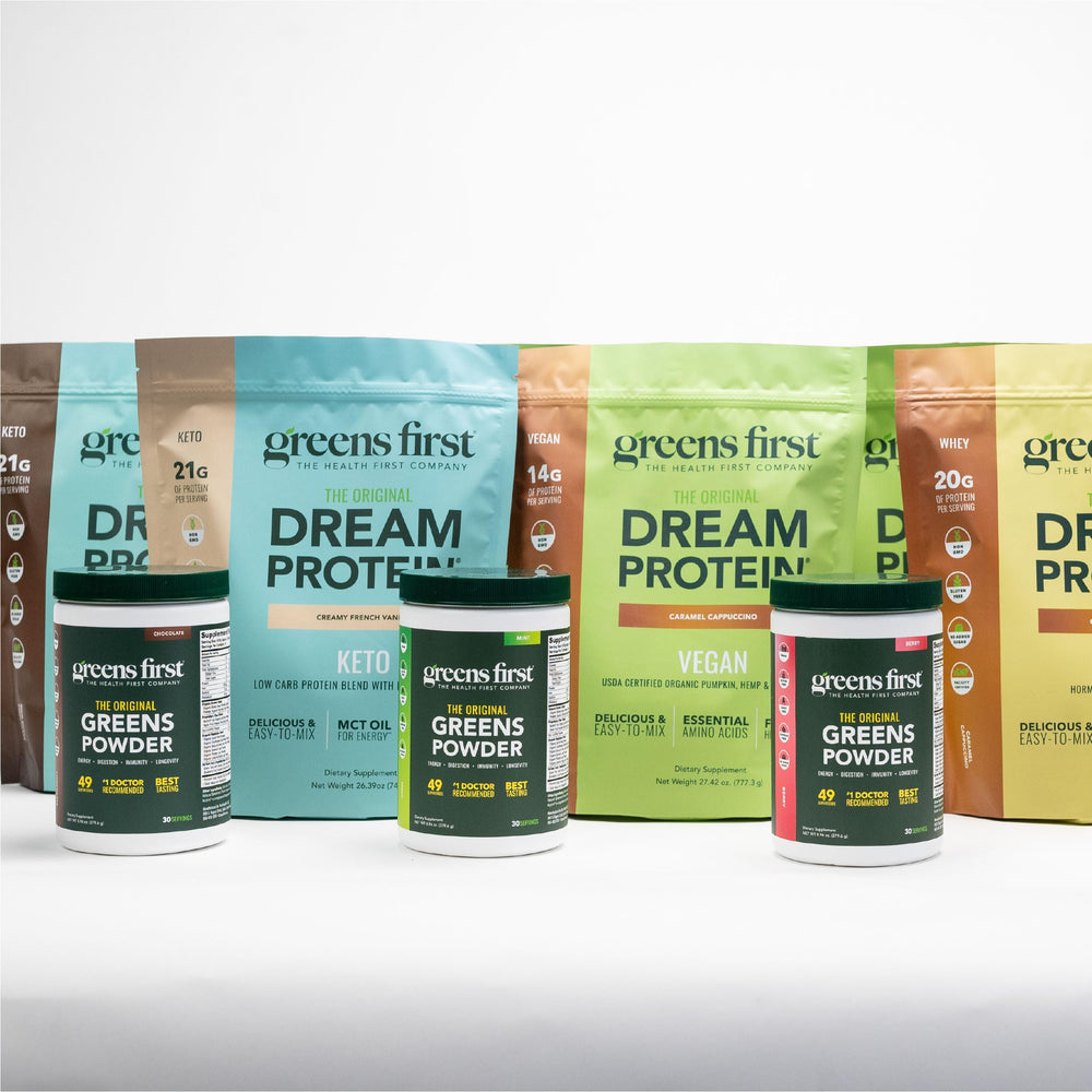 Greens First Dream Protein Keto collagen peptides close-up for skin and joints.