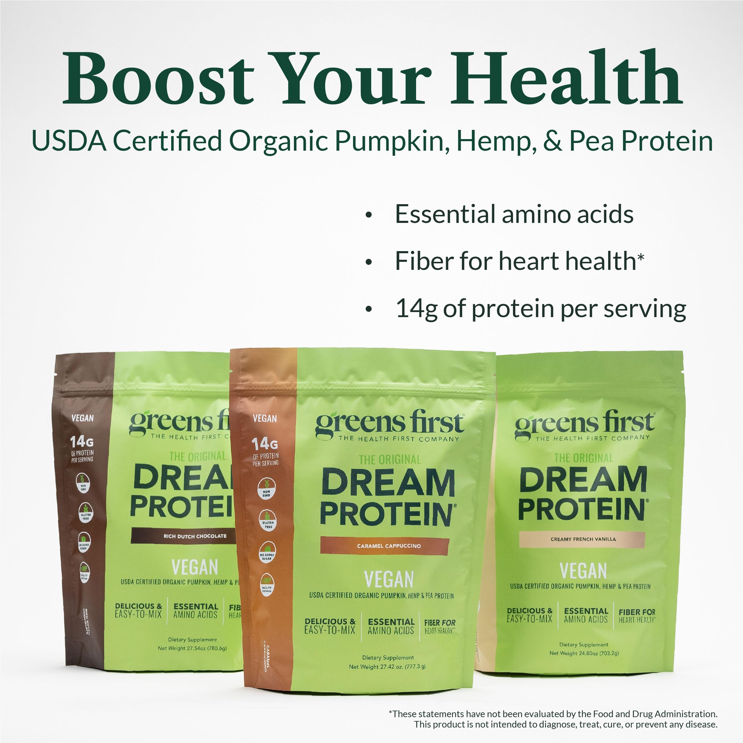 Greens First Dream Protein scoop mixed with water offers smooth texture