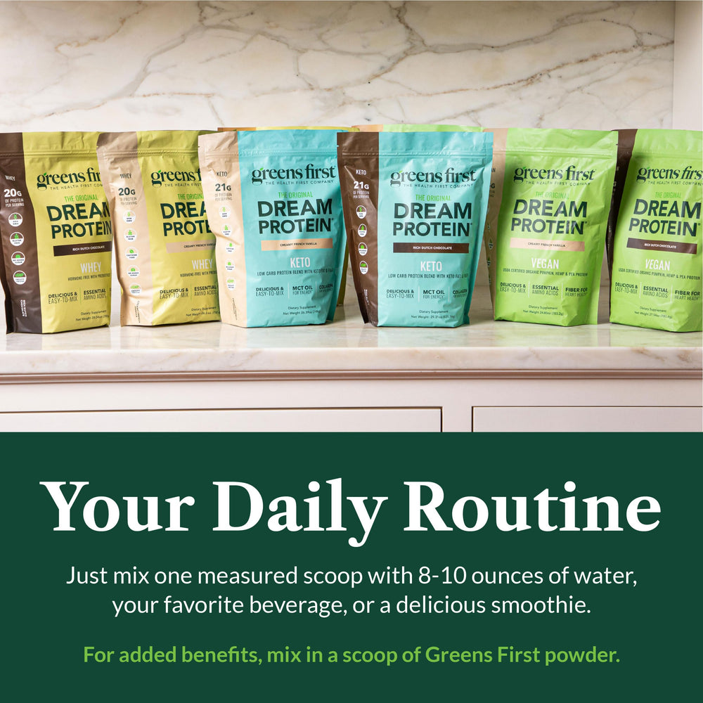 Greens First Dream Protein quick breakfast shake for busy mornings
