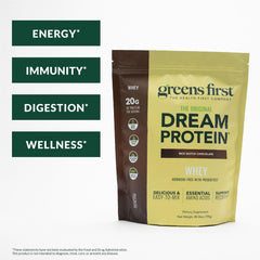 Greens First Dream Protein Whey pour shows smooth mix for quick recovery