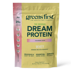 Greens First Dream Protein Whey tub front view for clean daily recovery