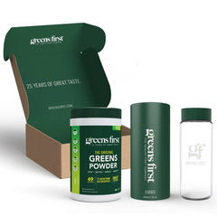 Greens First gift-set glass carafe, 25th anniversary design, ideal for stylish daily hydration.
