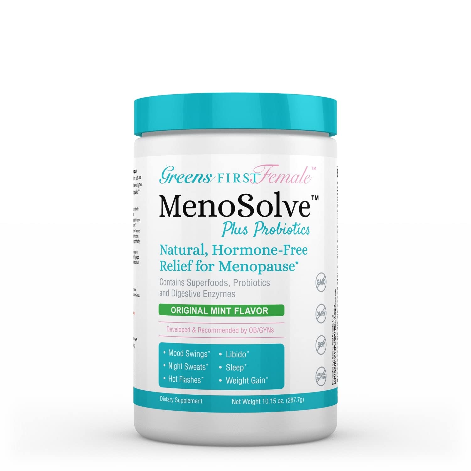 Greens First MenoSolve magnesium powder ready for a serving.