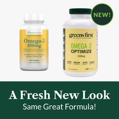 Greens First Omega-3 Optimize purification process graphic communicates mercury-free formula.