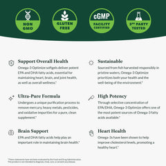 Greens First Omega-3 Optimize sustainable-sourcing badge signals responsible harvesting.