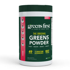 Greens First Original bottle pour over glass for a nutritious smoothie.