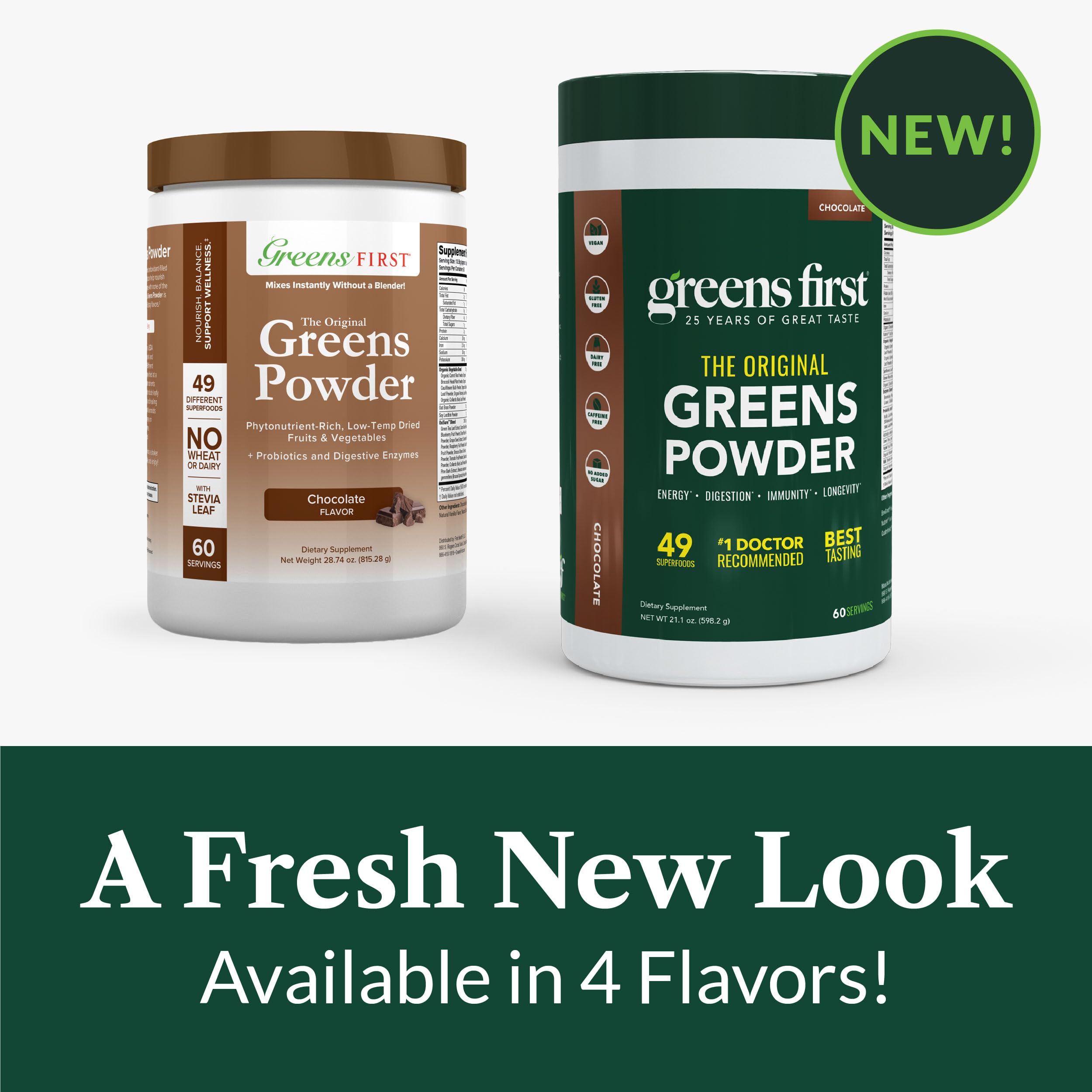 Greens First Original Greens Powder chocolate being poured into water