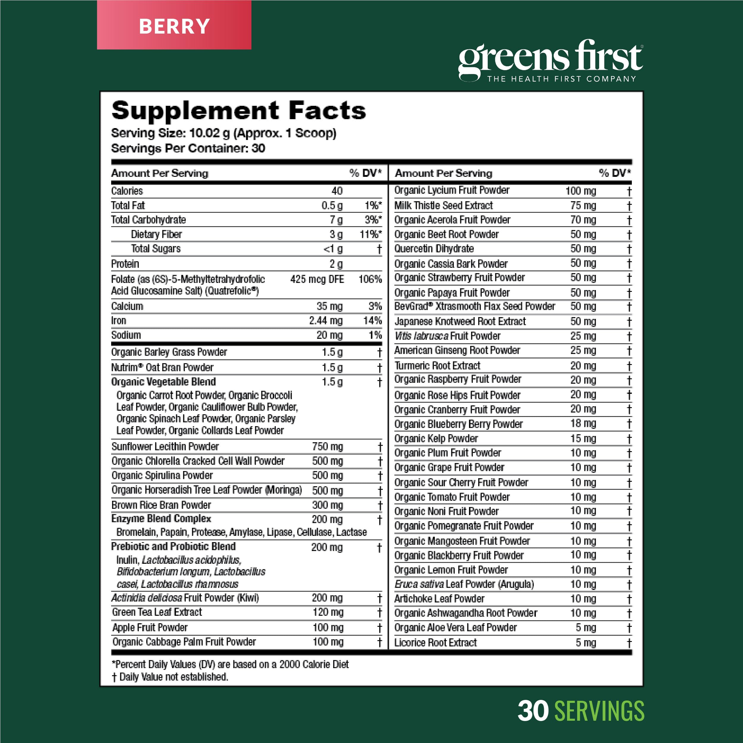 Greens First being poured into a glass for a nutrient drink.