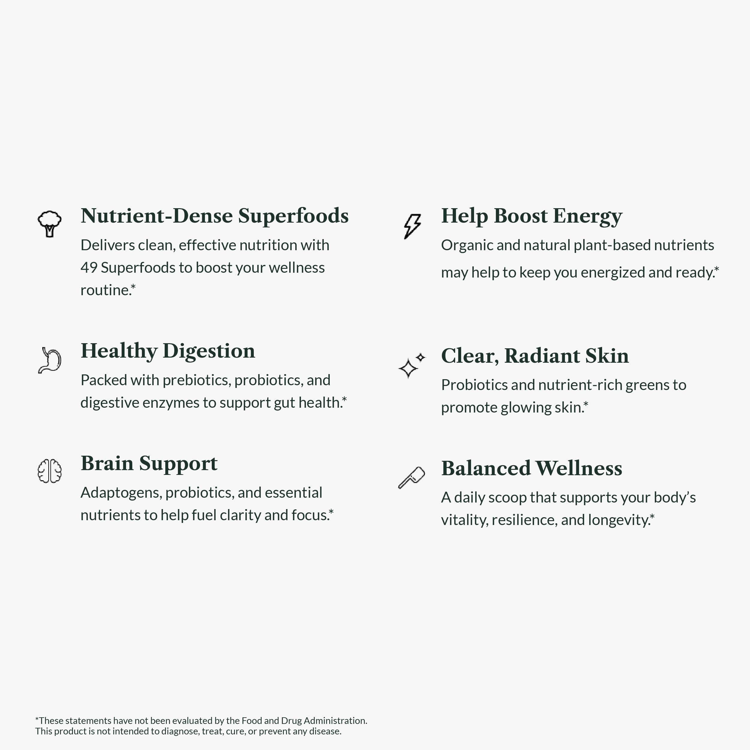 Greens First supplements with prebiotics, probiotics, and digestive enzymes for gut-friendly routines.