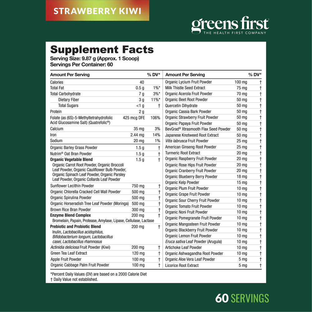 Greens First smoothie with powder blend.