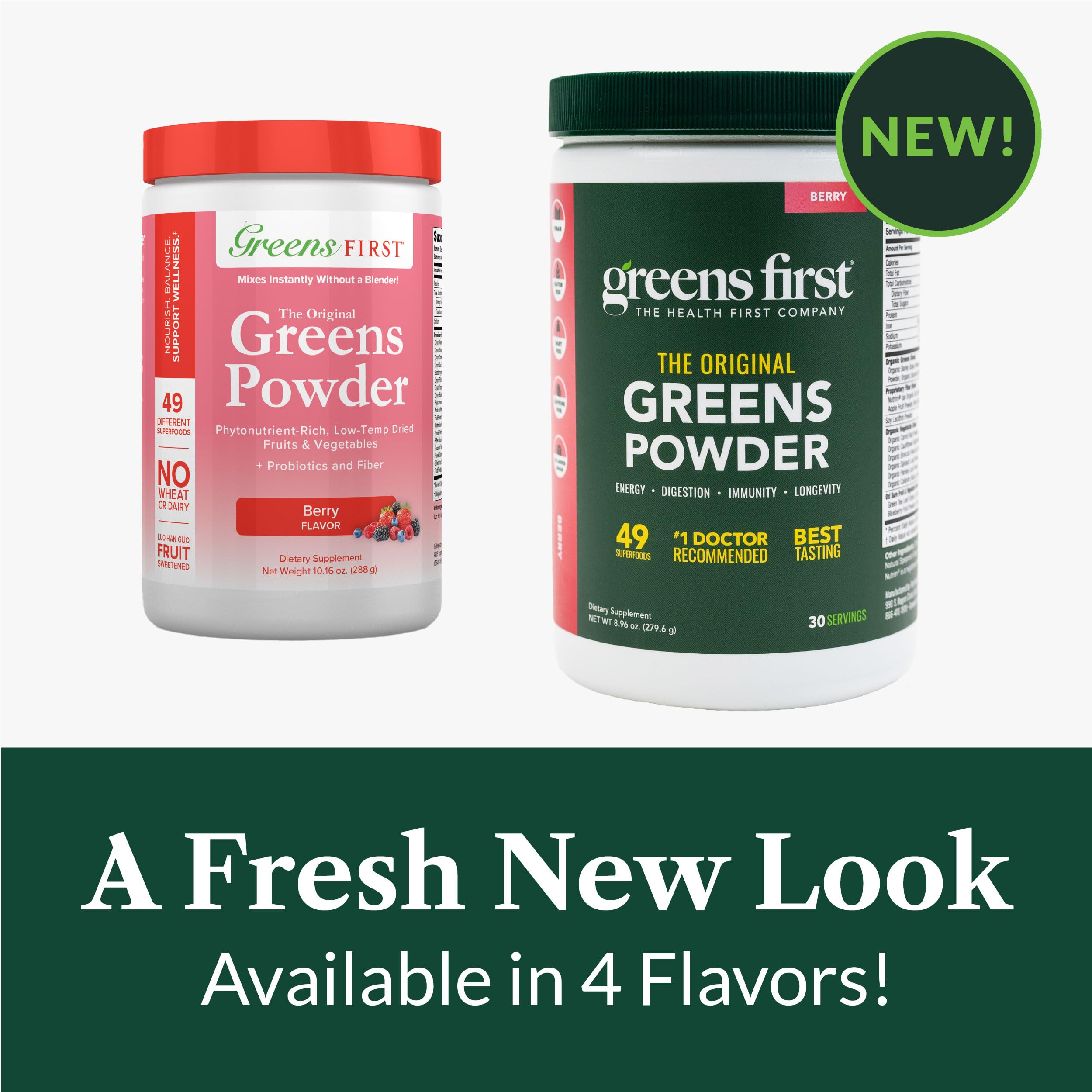 Greens First vegan non-GMO label on packaging.