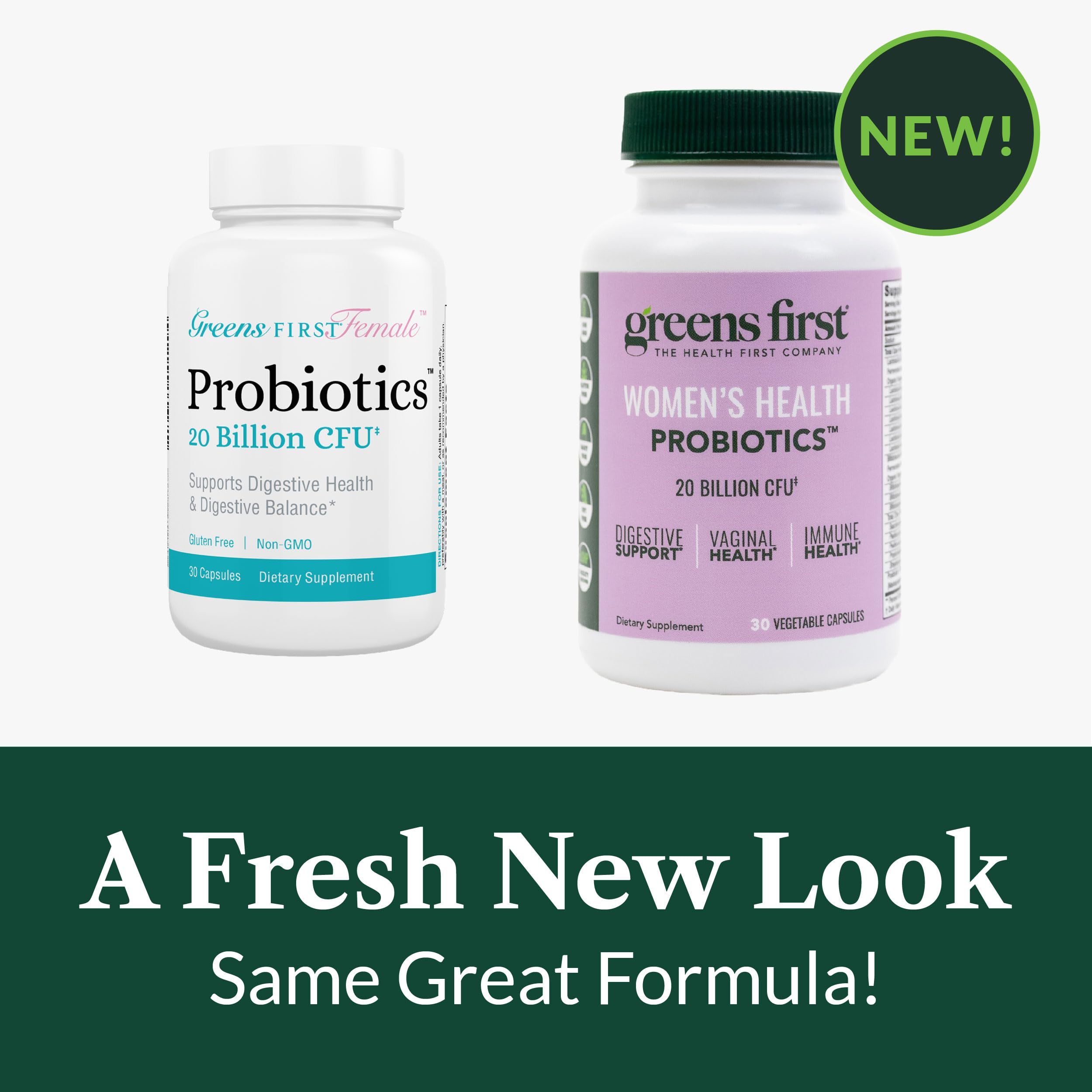 Greens First packaging shot emphasizes clean ingredients and transparent labeling.