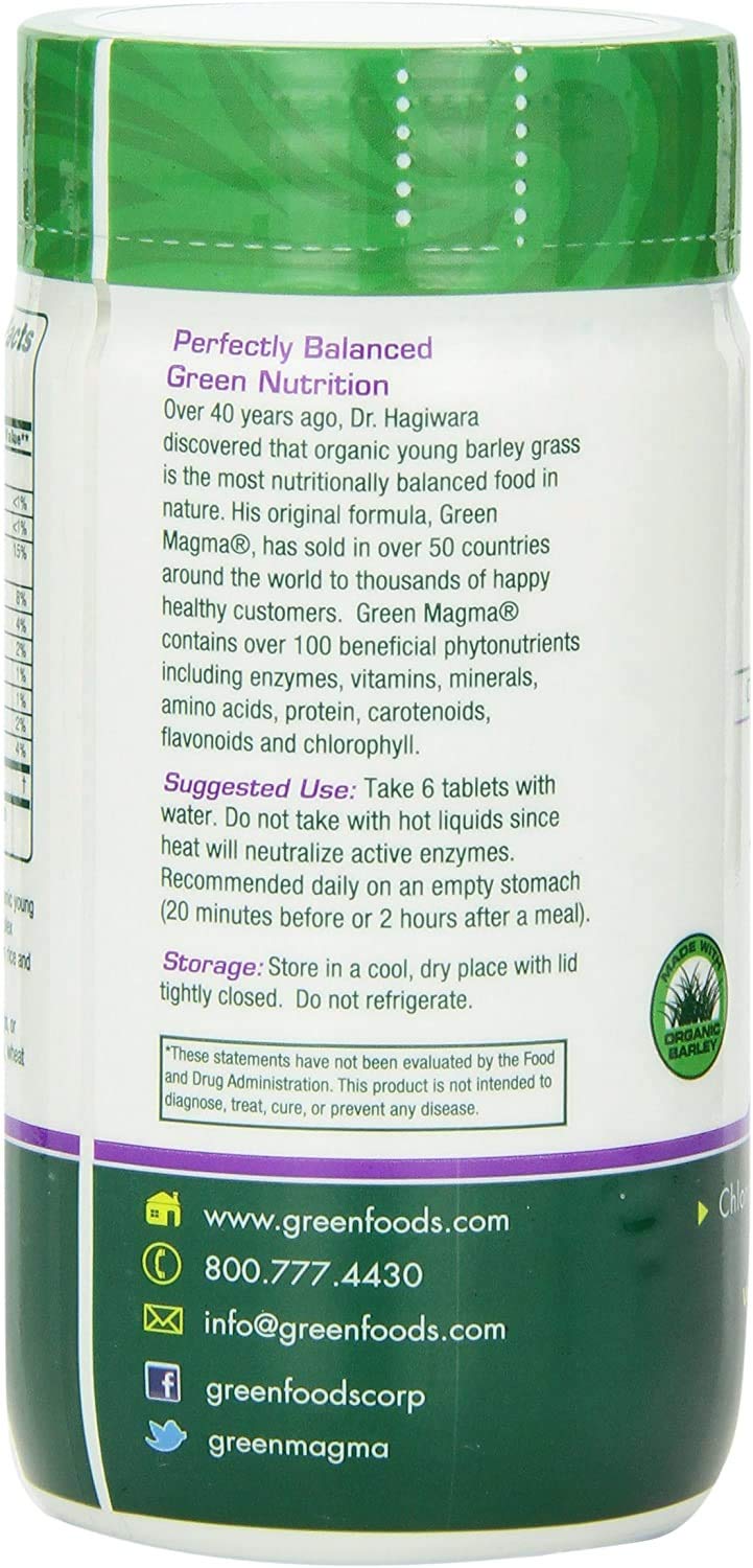 Green Foods Green Magma tablets in hand indicate convenient daily intake
