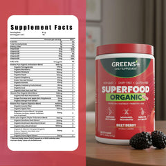 Greens+ daily shake with powder, ideal for busy mornings.